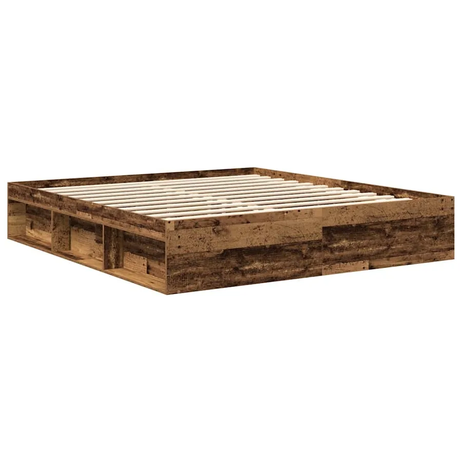 Cadre de lit sans matelas vieux bois 200x200 cm bois ingénierie - 7