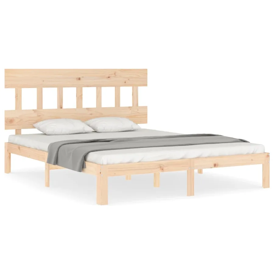 Cadre de lit sans matelas 160x200 cm bois massif de pin - 2