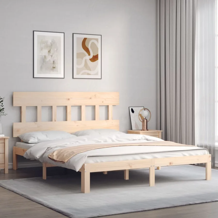 Cadre de lit sans matelas 160x200 cm bois massif de pin - 3