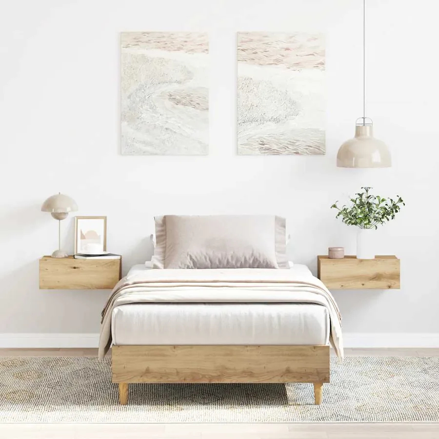 Cadre de lit sans matelas chêne artisanal 90x190 cm