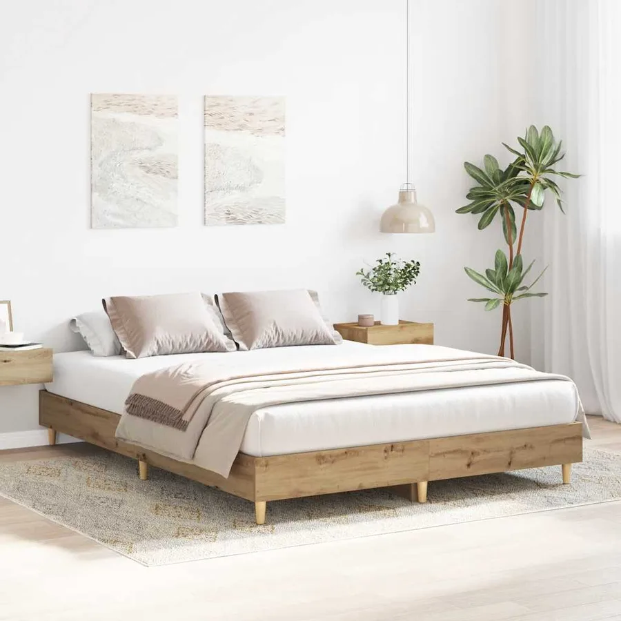 Cadre de lit sans matelas chêne artisanal 90x190 cm - 3