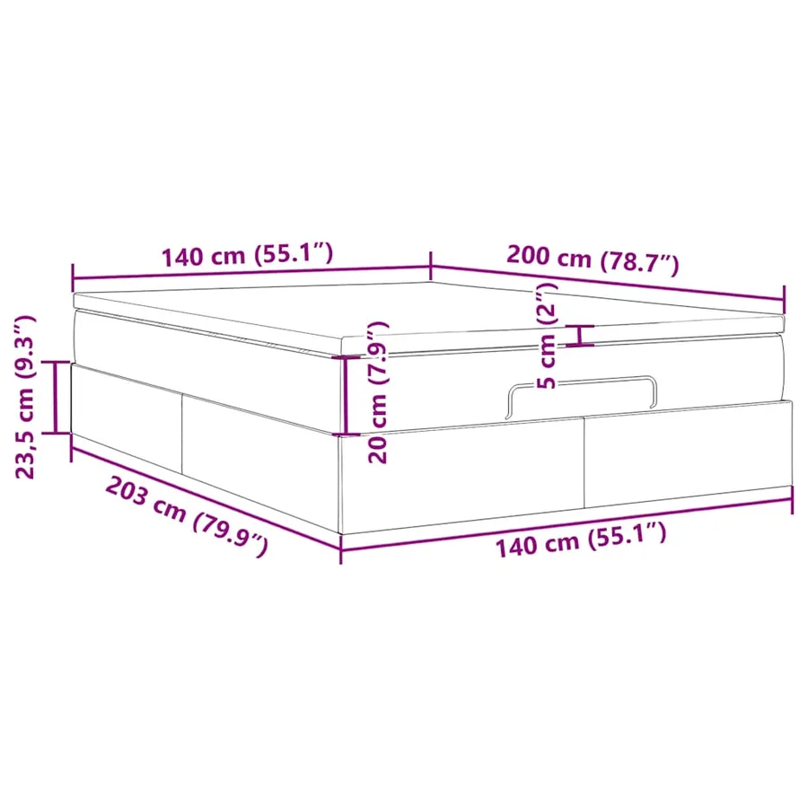 Cadre de lit ottoman avec matelas noir 140x200 cm velours - 17