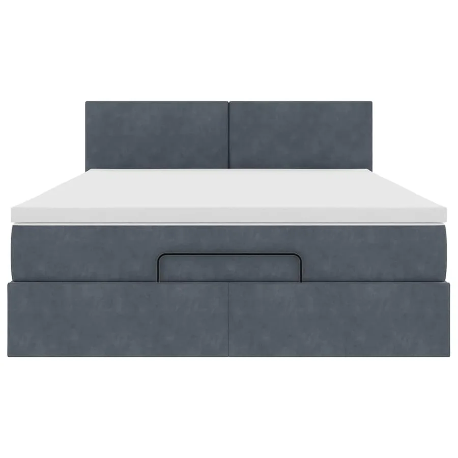 Cadre de lit ottoman avec matelas gris foncé 140x200 cm velours - 7