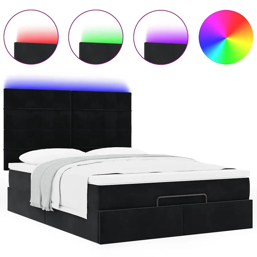 Cadre de lit ottoman avec matelas noir 140x200 cm velours - 5