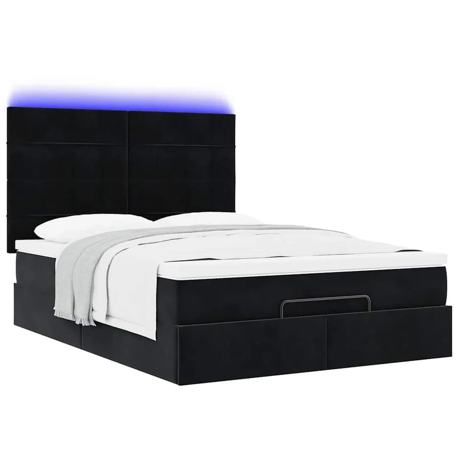 Cadre de lit ottoman avec matelas noir 140x200 cm velours - 6
