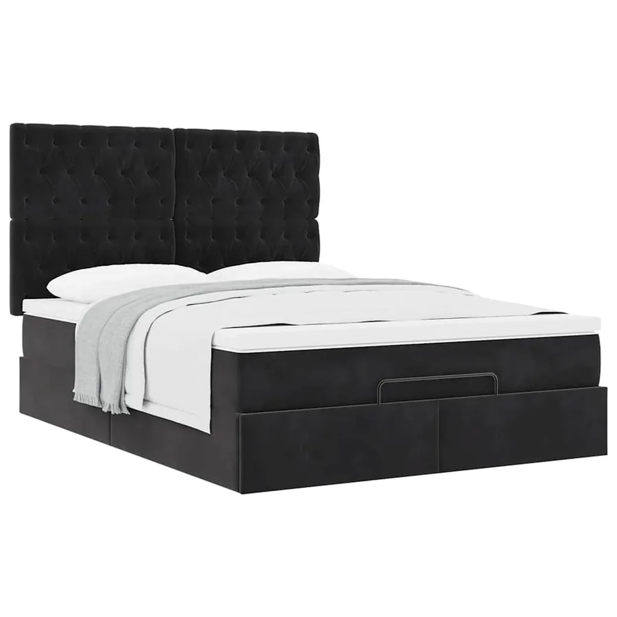 Cadre de lit ottoman avec matelas noir 140x200 cm velours - 5