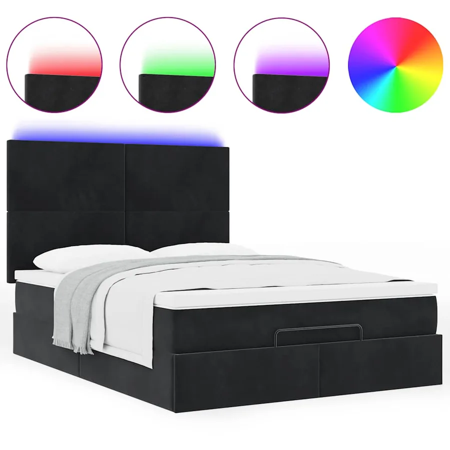 Cadre de lit ottoman avec matelas noir 140x200 cm velours - 5