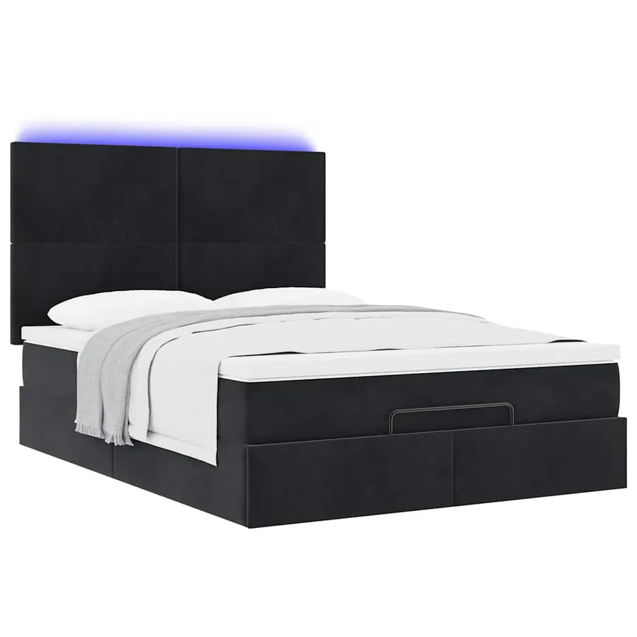Cadre de lit ottoman avec matelas noir 140x200 cm velours - 6