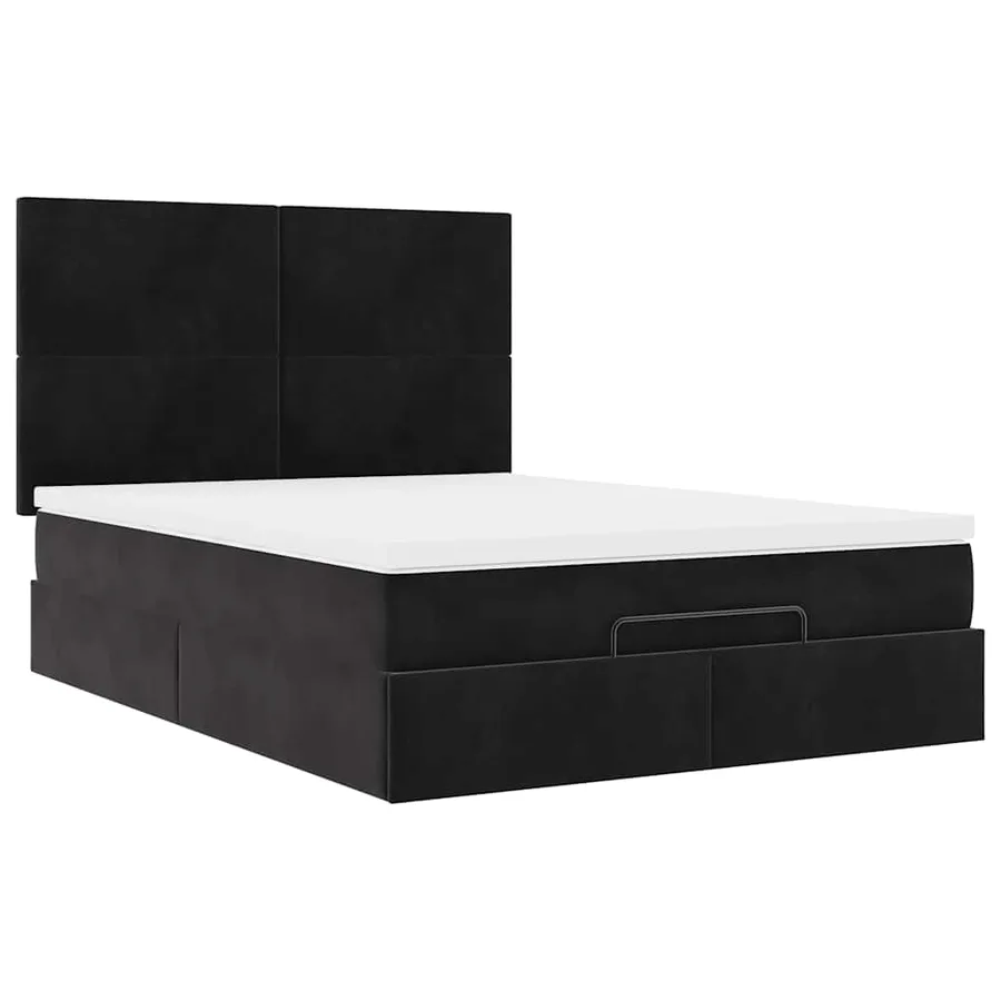 Cadre de lit ottoman avec matelas noir 140x200 cm velours - 7
