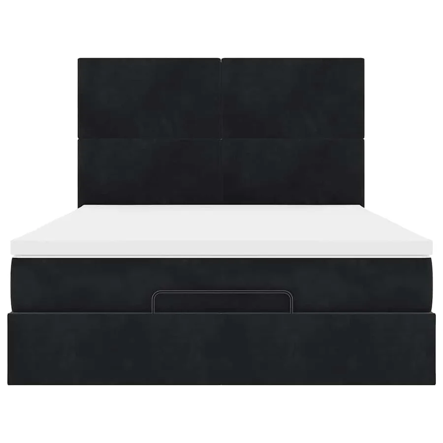 Cadre de lit ottoman avec matelas noir 140x200 cm velours - 8