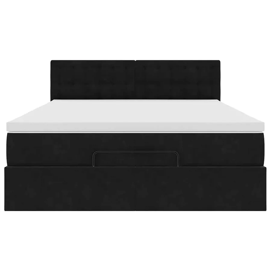 Cadre de lit ottoman avec matelas noir 140x200 cm velours - 8