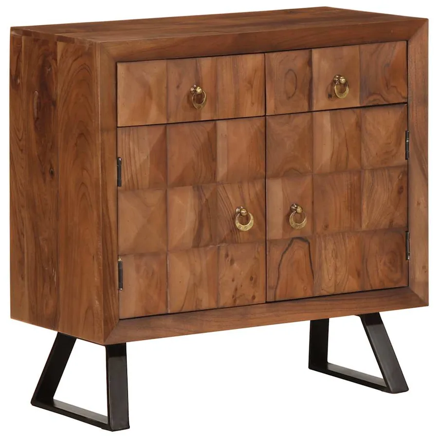 Armoire à tiroirs marron miel 70x35x70 cm bois massif d'acacia - 12