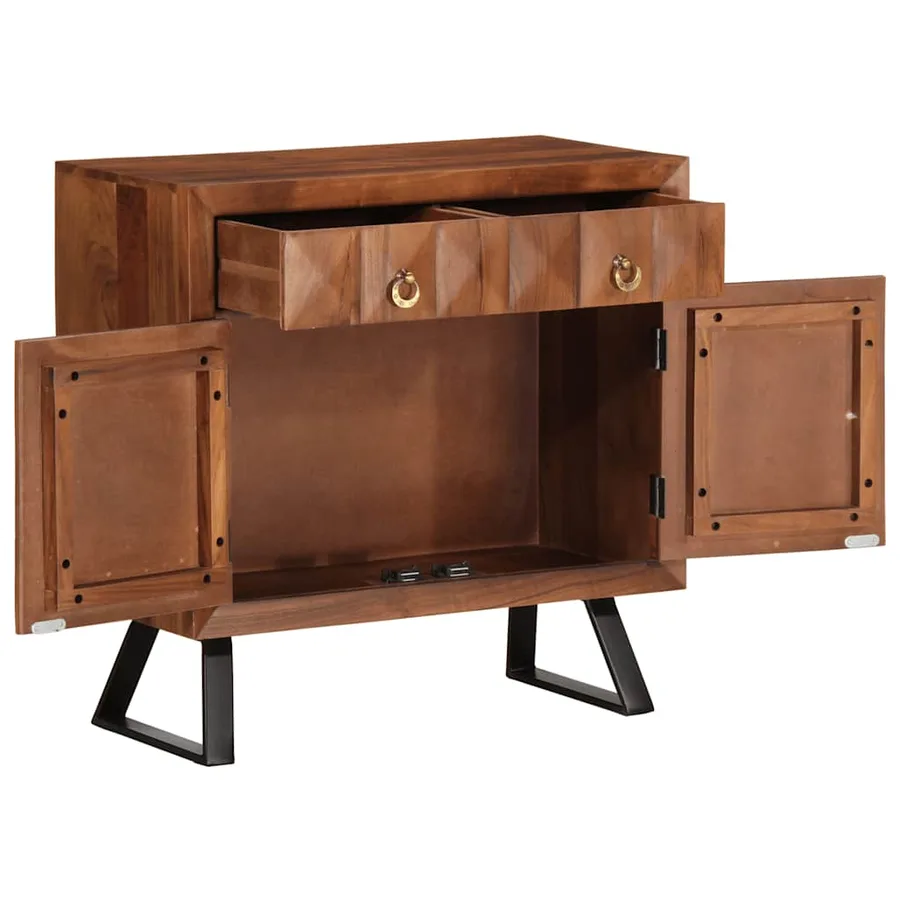 Armoire à tiroirs marron miel 70x35x70 cm bois massif d'acacia - 2
