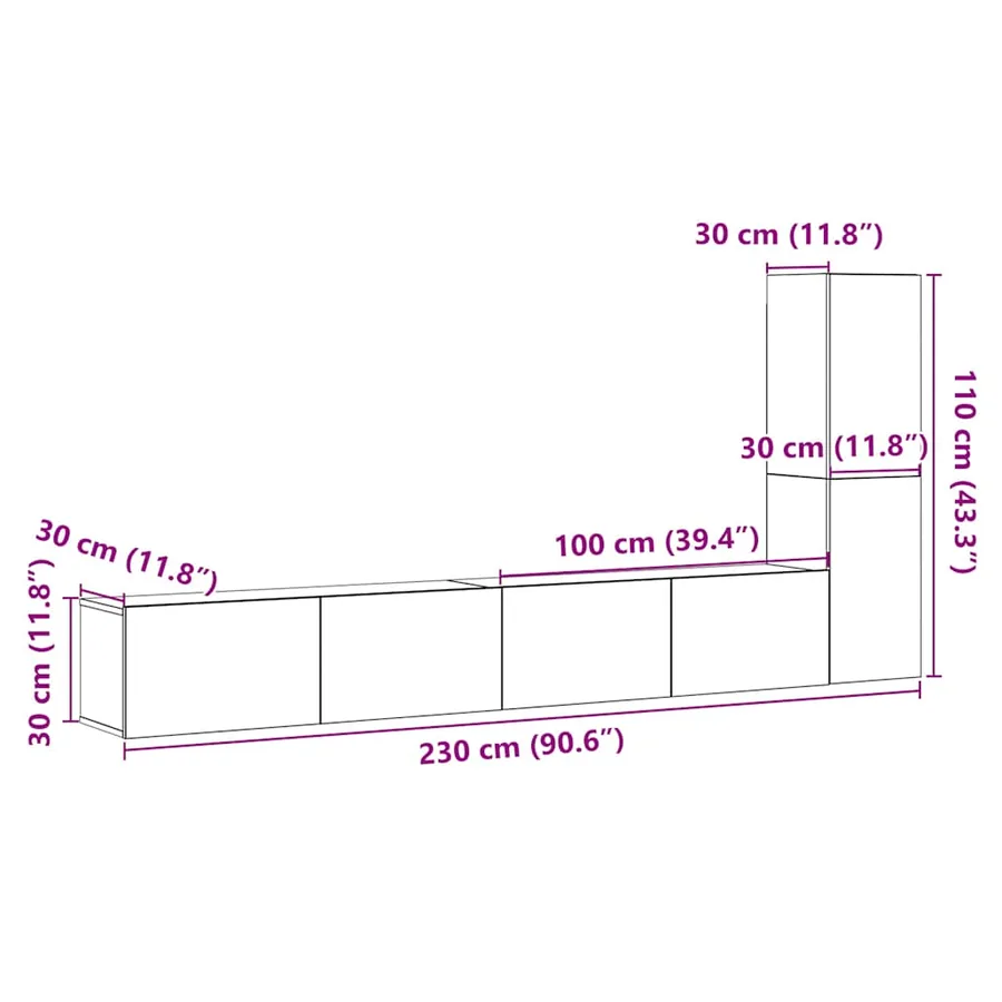 Meubles TV muraux 3 pcs chêne artisanal bois d'ingénierie - 10