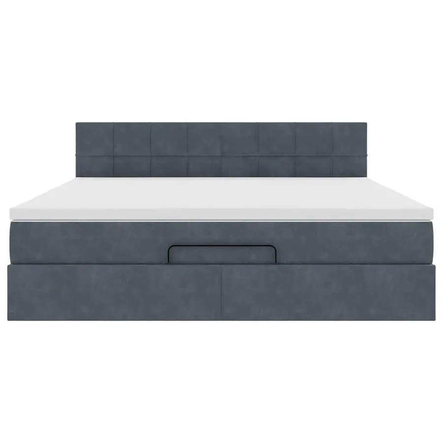 Cadre de lit ottoman avec matelas gris foncé 160x200 cm velours - 5