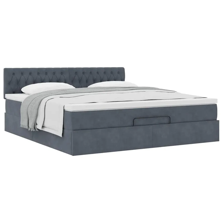 Cadre de lit ottoman avec matelas gris foncé 160x200 cm velours - 5