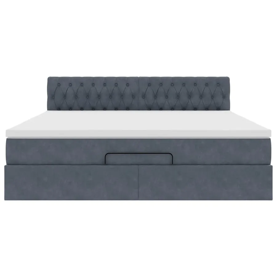 Cadre de lit ottoman avec matelas gris foncé 160x200 cm velours - 7