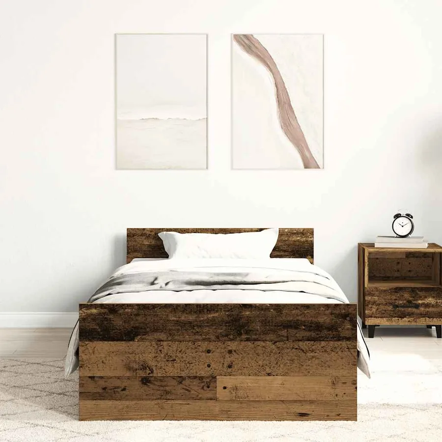 Cadre de lit sans matelas vieux bois 90x190 cm bois ingénierie - 3