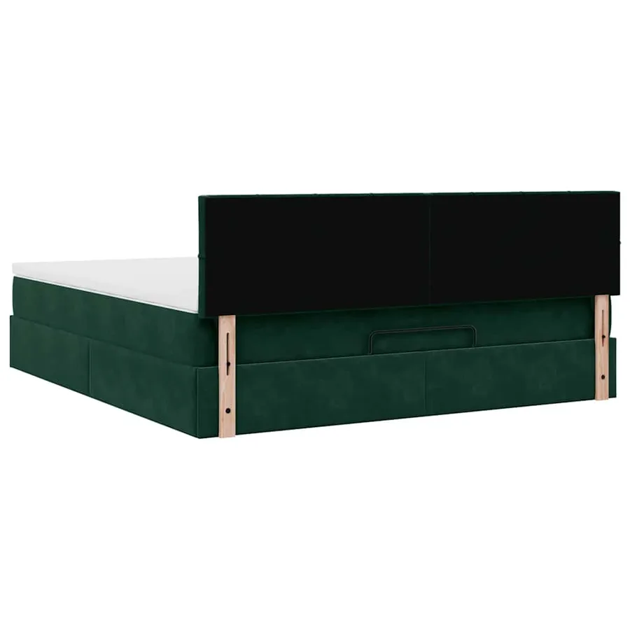 Cadre de lit ottoman avec matelas vert foncé 160x200 cm velours - 10