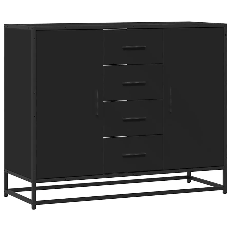 Buffet noir 92x35x76 cm bois d’ingénierie - 2