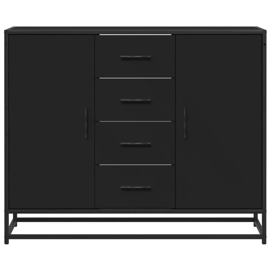 Buffet noir 92x35x76 cm bois d’ingénierie - 4