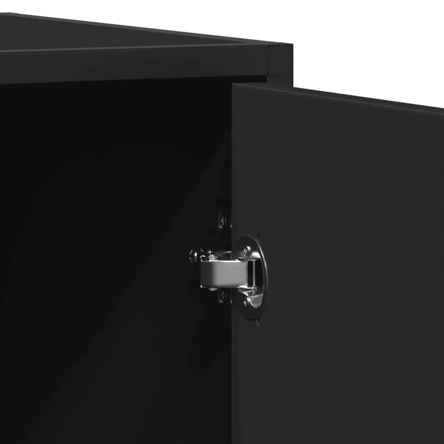 Buffet noir 92x35x76 cm bois d’ingénierie - 8
