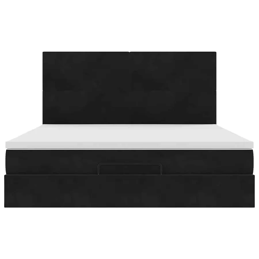 Cadre de lit ottoman avec matelas noir 160x200 cm velours - 7
