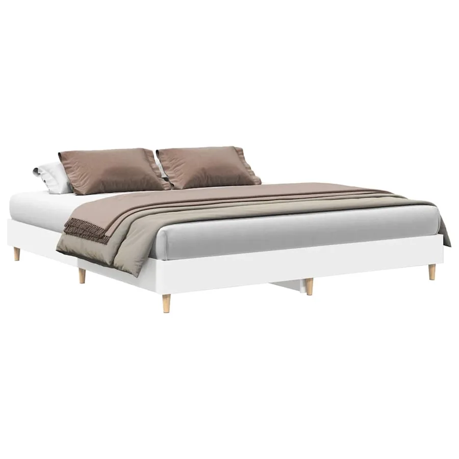 Cadre de lit sans matelas blanc 160x200 cm bois d'ingénierie - 2
