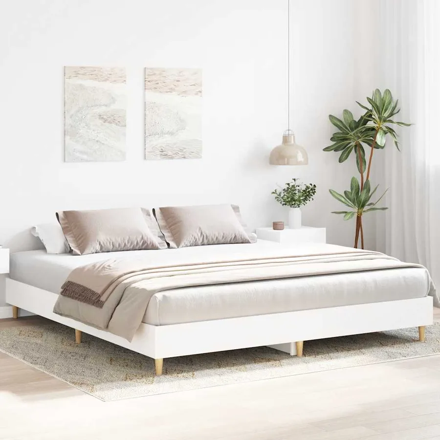 Cadre de lit sans matelas blanc 160x200 cm bois d'ingénierie - 3