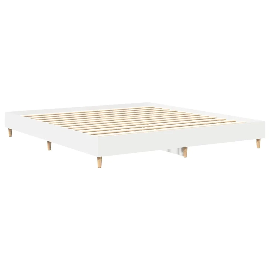 Cadre de lit sans matelas blanc 160x200 cm bois d'ingénierie - 7