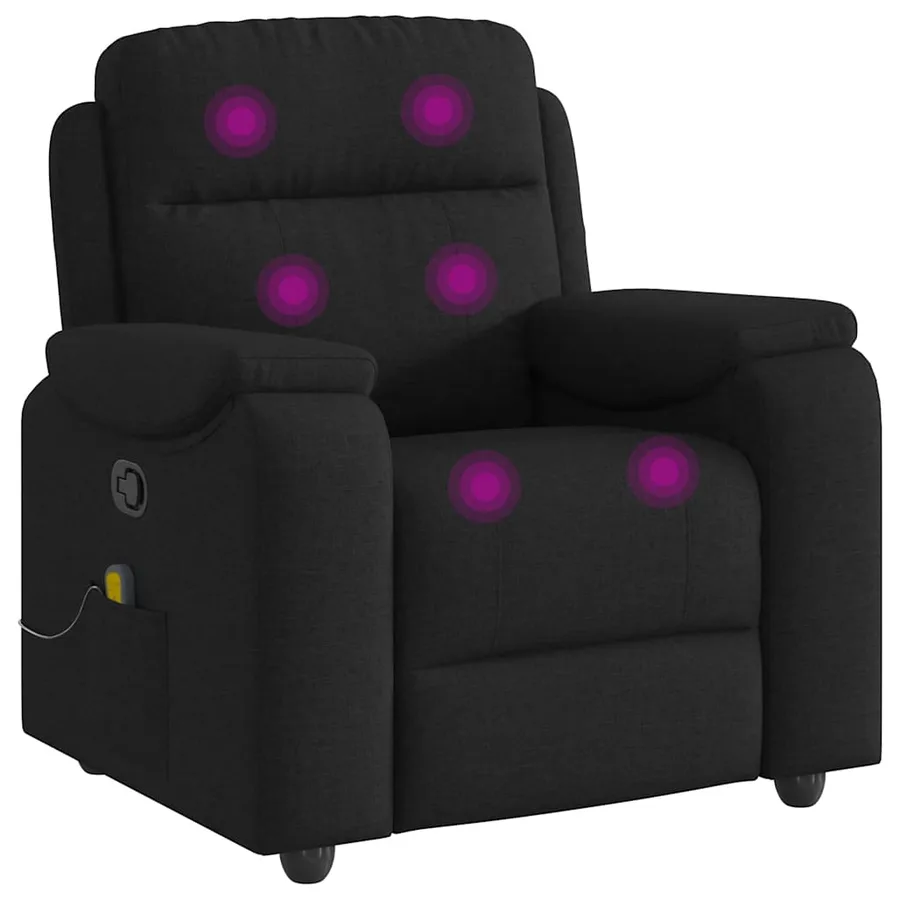 Fauteuil de massage inclinable Noir Tissu - 6