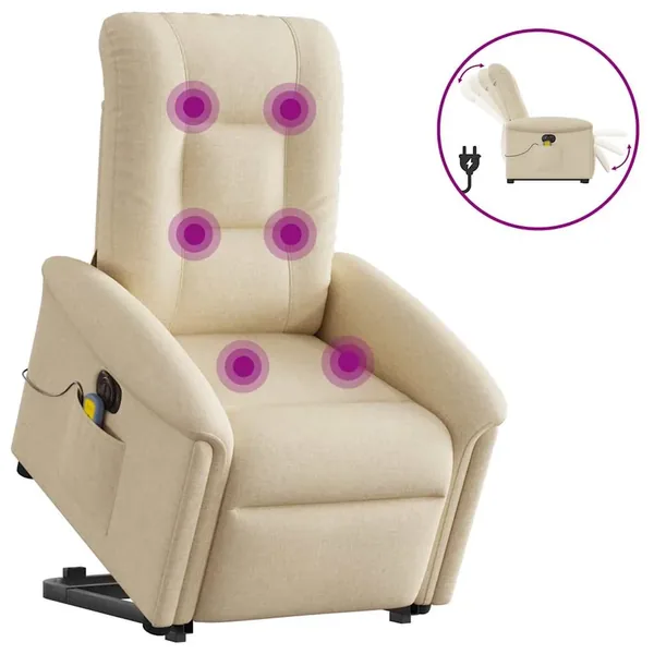 Fauteuil inclinable de massage électrique Crème Tissu