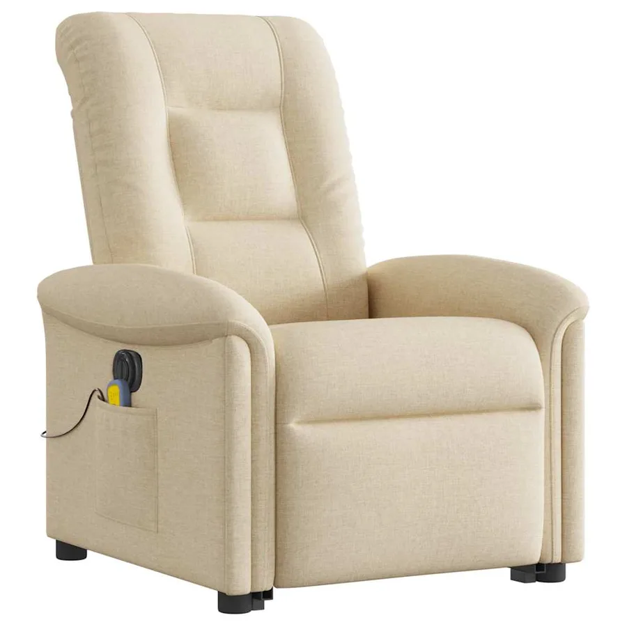 Fauteuil inclinable de massage électrique Crème Tissu - 4