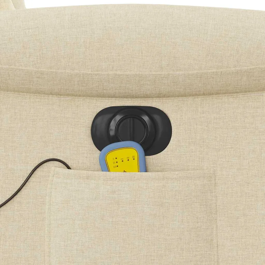 Fauteuil inclinable de massage électrique crème tissu - 12