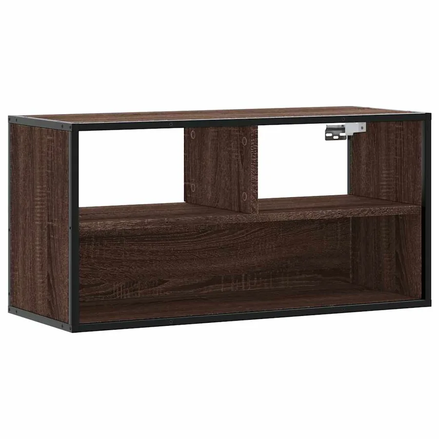 Meuble TV chêne marron 80x31x39,5 cm bois d'ingénierie et métal - 2