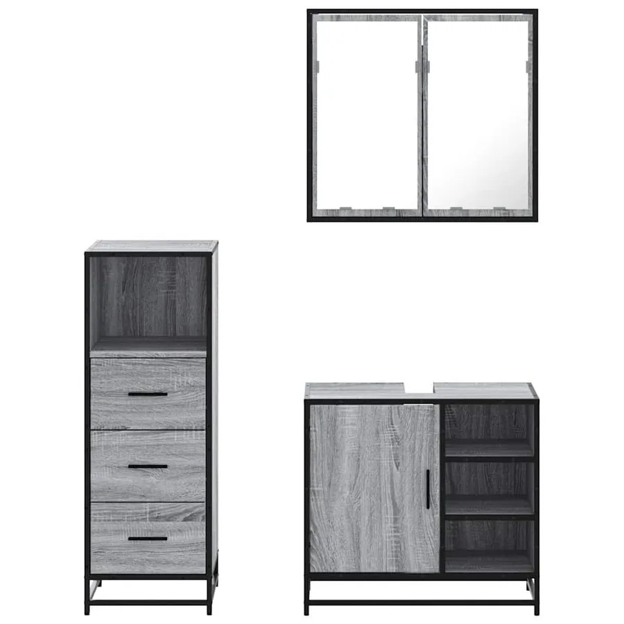 Ensemble de meubles de salle de bain 3 pcs Sonoma gris - 5