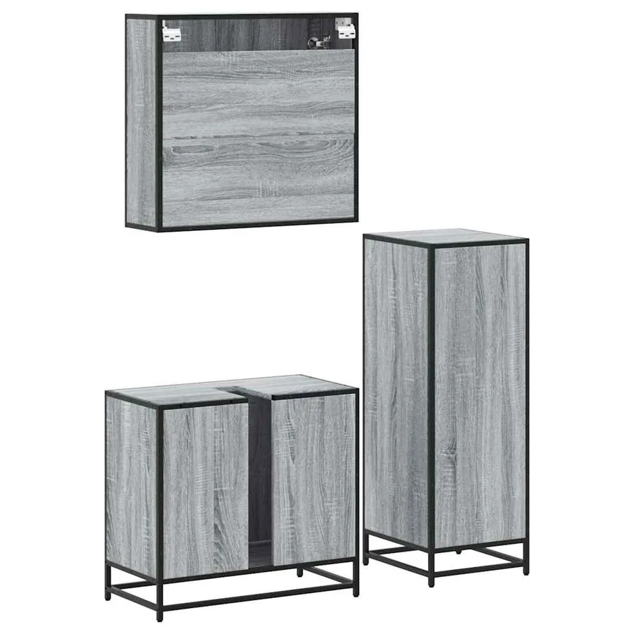 Ensemble de meubles de salle de bain 3 pcs Sonoma gris - 8
