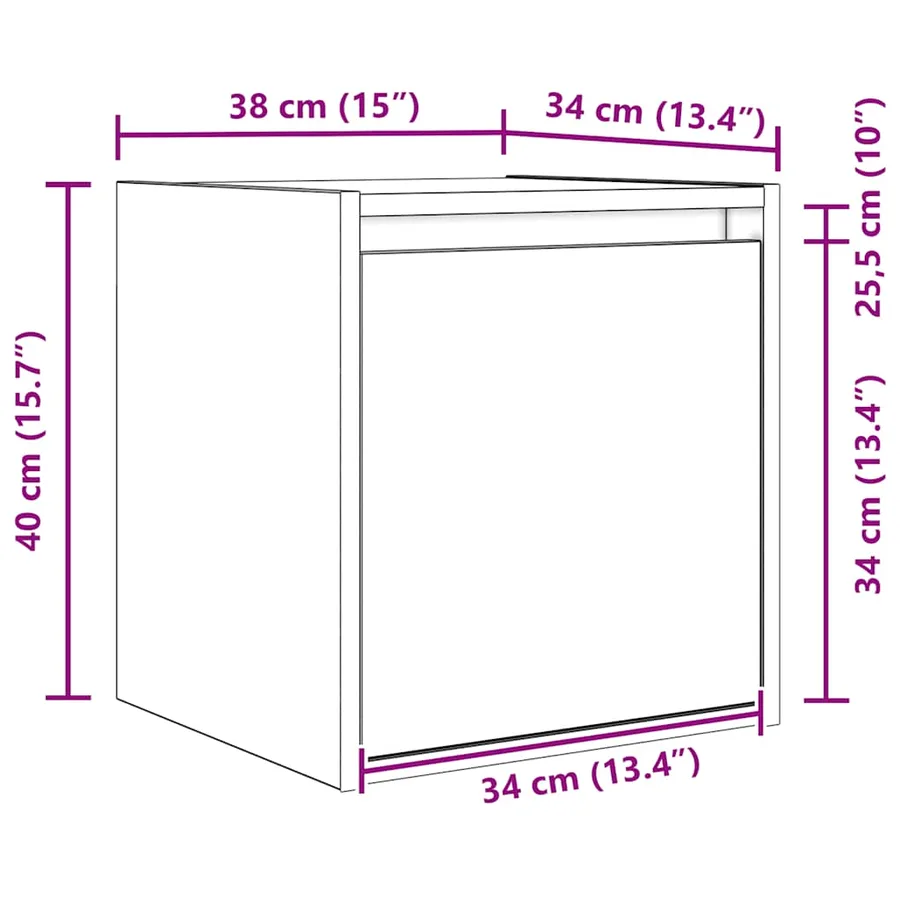 Table de chevet murale chêne artisanal 38x34x40 cm - 14