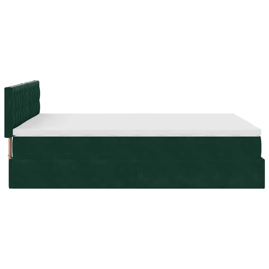 Cadre de lit ottoman avec matelas vert foncé 140x200 cm velours - 12
