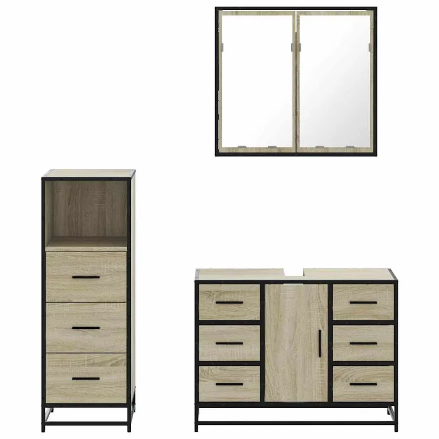 Ensemble de meubles de salle de bain 3 pcs chêne sonoma - 5