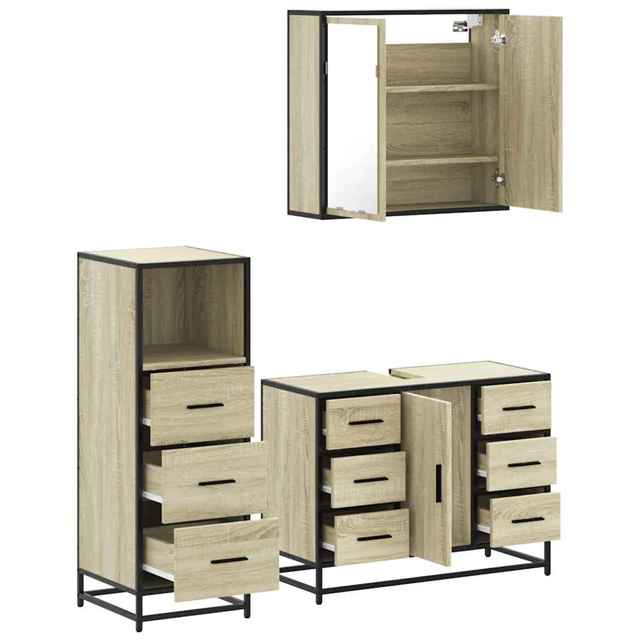 Ensemble de meubles de salle de bain 3 pcs chêne sonoma - 6
