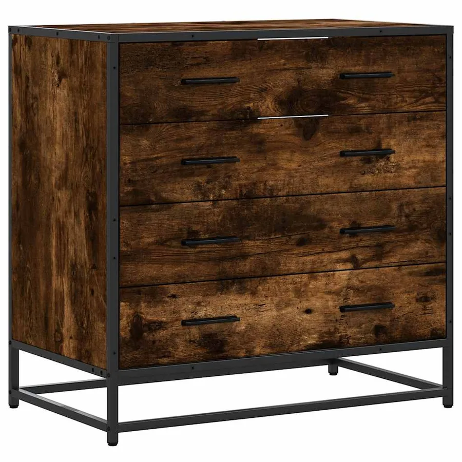 Commode chêne fumé 70x41x70 cm bois d'ingénierie - 2