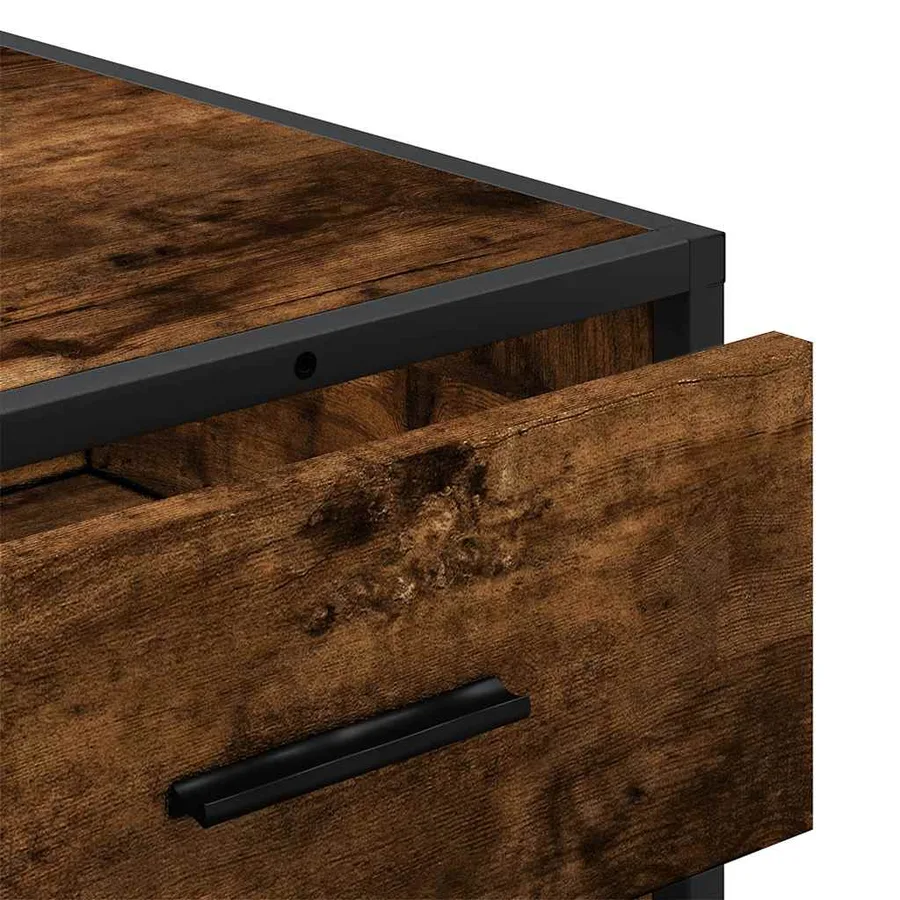 Commode chêne fumé 70x41x70 cm bois d'ingénierie - 8