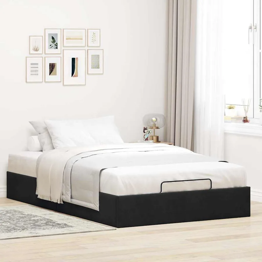 Cadre de lit ottoman sans matelas noir 120x200 cm velours - 3