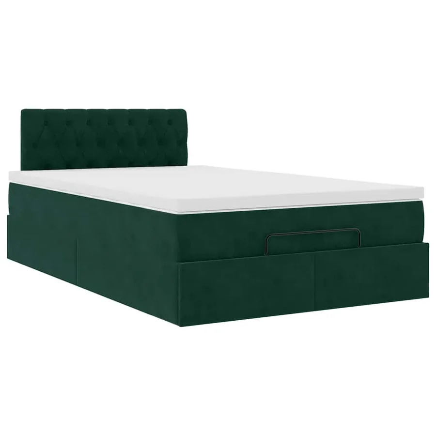 Cadre de lit ottoman avec matelas vert foncé 120x200 cm velours - 6