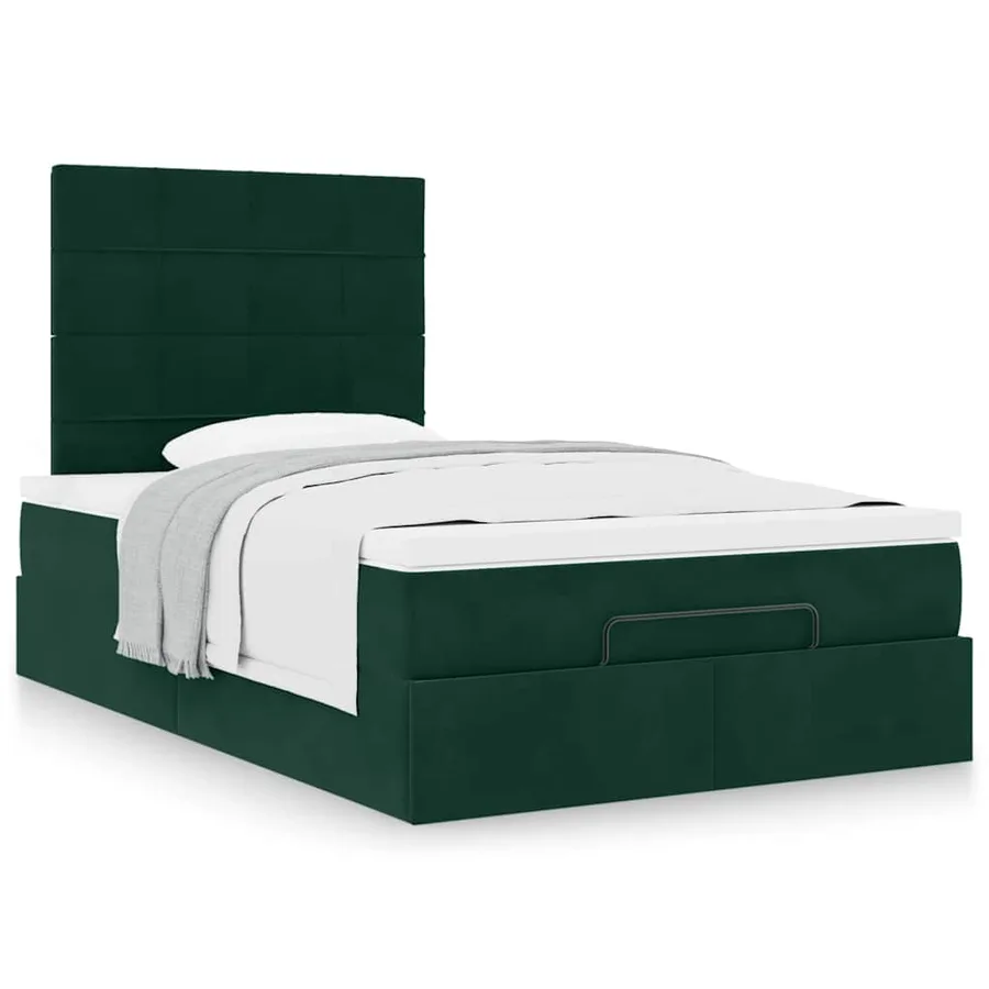 Cadre de lit ottoman avec matelas vert foncé 120x200 cm velours - 4