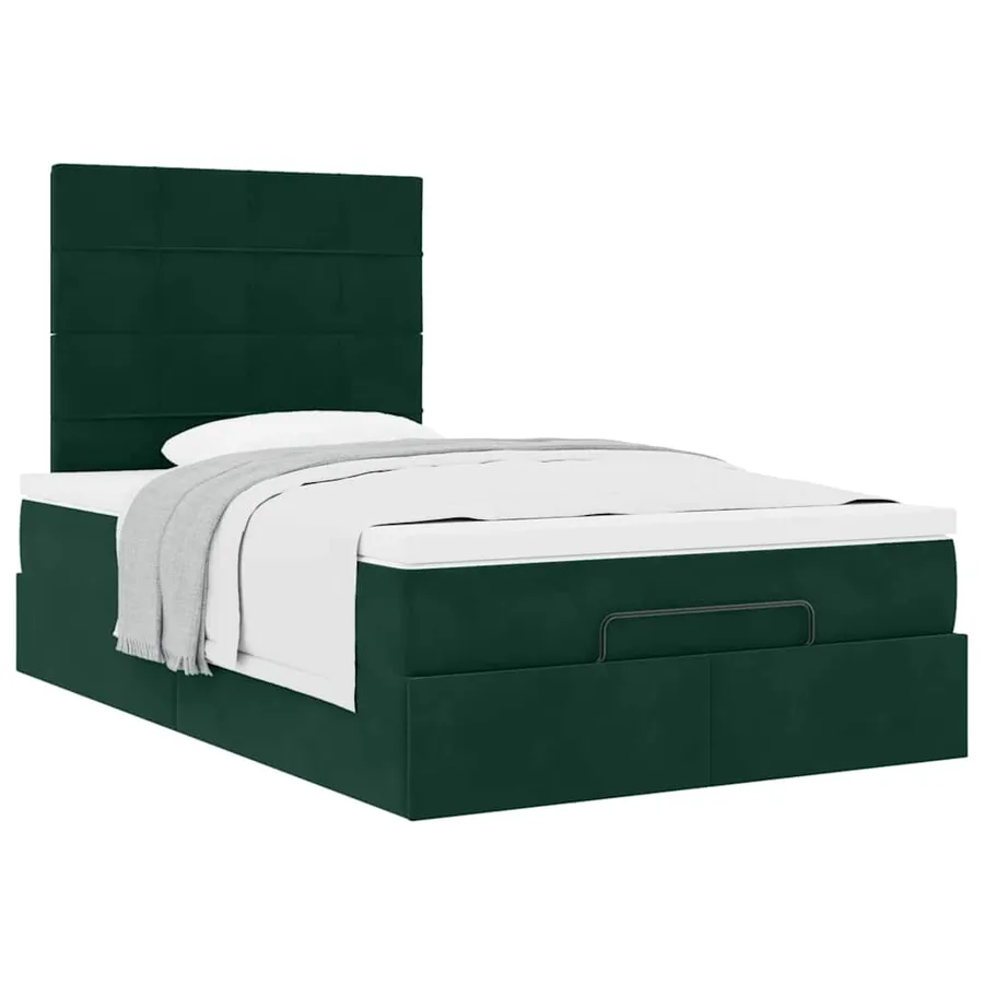 Cadre de lit ottoman avec matelas vert foncé 120x200 cm velours - 5