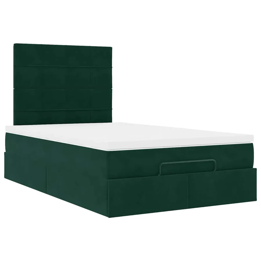 Cadre de lit ottoman avec matelas vert foncé 120x200 cm velours - 6
