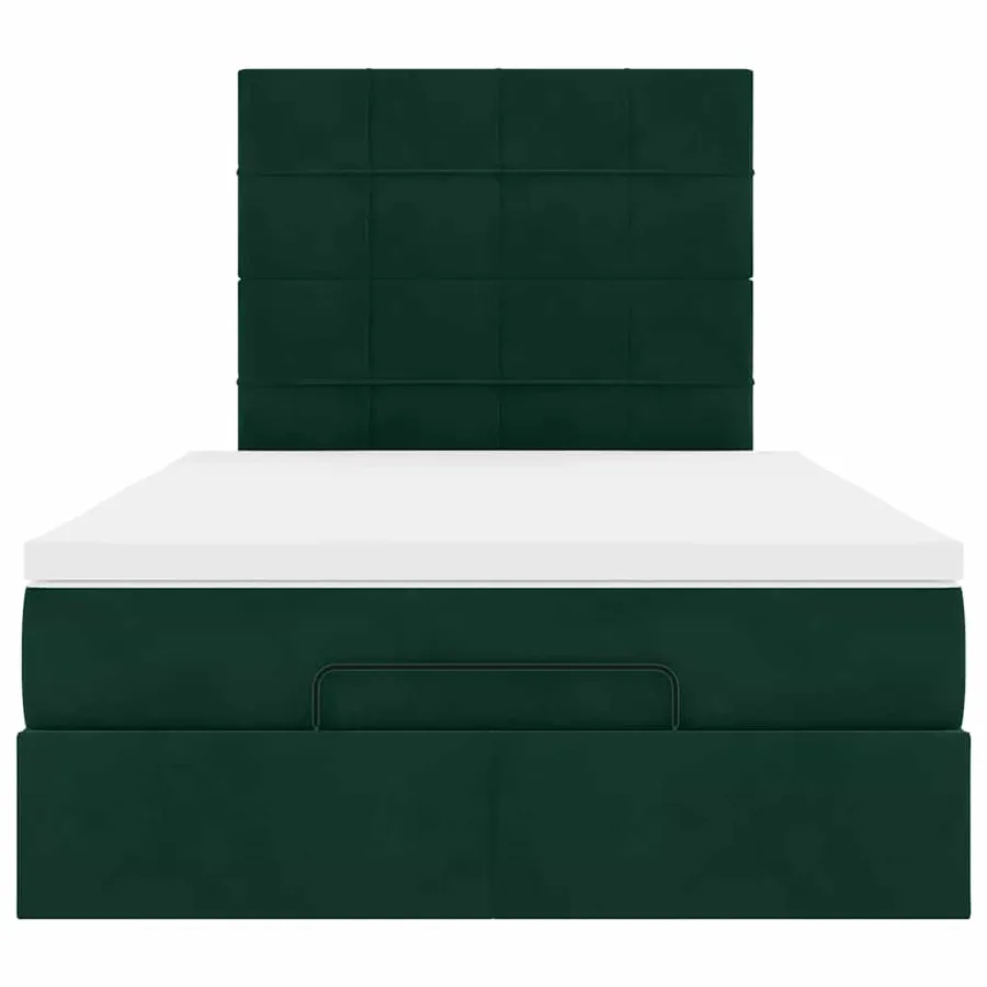 Cadre de lit ottoman avec matelas vert foncé 120x200 cm velours - 7
