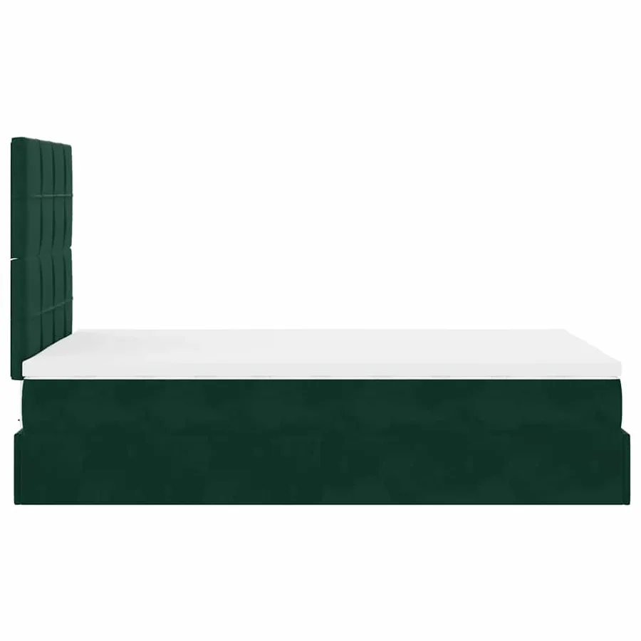 Cadre de lit ottoman avec matelas vert foncé 120x200 cm velours - 8